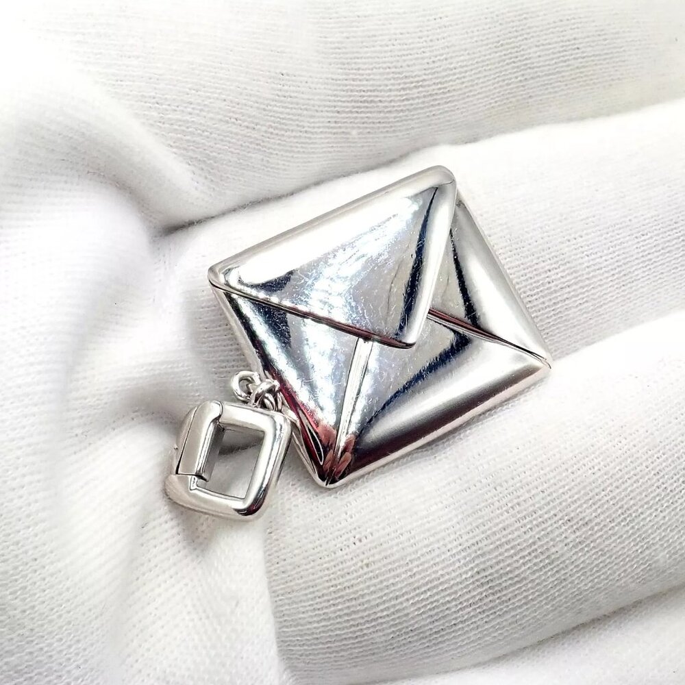 Rare! Louis Vuitton LV 18k White Gold Opening Envelope Letter Charm Pendant - Picture 2 of 8